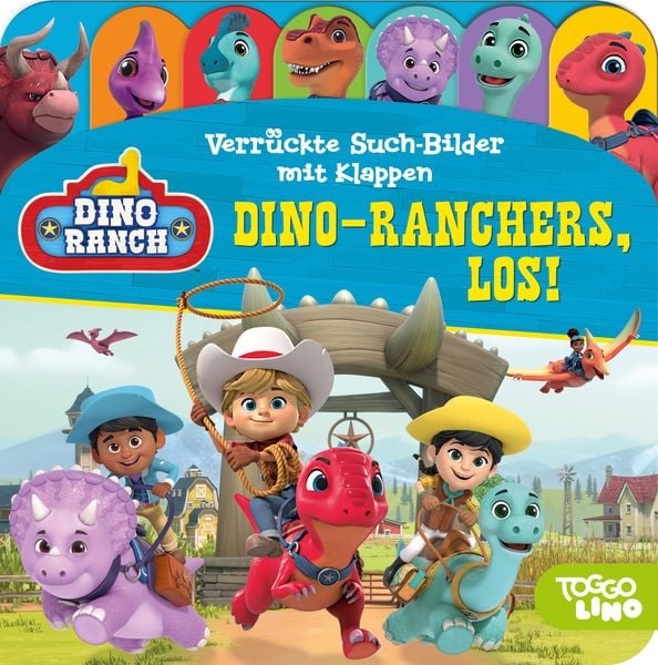 Produktbild: Dino Ranch - Verr&uuml;ckte Such-Bilder mit Klappen - Dino-Ranchers, los! - Pappbilderbuch mit 17 Klappen - Wimmelbuch f&uuml;r Kinder ab 18 Monaten