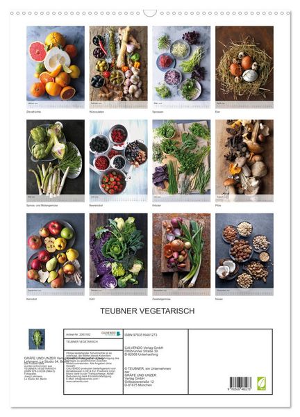 Produktbild: TEUBNER VEGETARISCH (Wandkalender 2026 DIN A2 hoch), CALVENDO Monatskalender