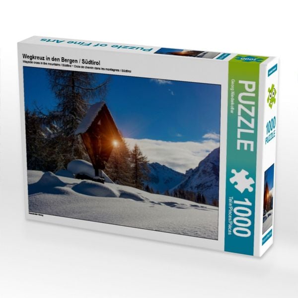 CALVENDO Puzzle Wegkreuz in den Bergen / Südtirol 1000 Teile Lege-Größe 64x48cm Foto-Puzzle für glückliche Stunden
