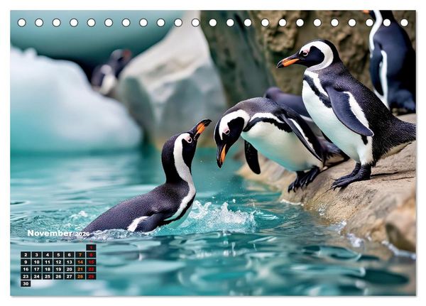 Produktbild: Mit den Pinguinen (Tischkalender 2026 DIN A5 quer), CALVENDO Monatskalender