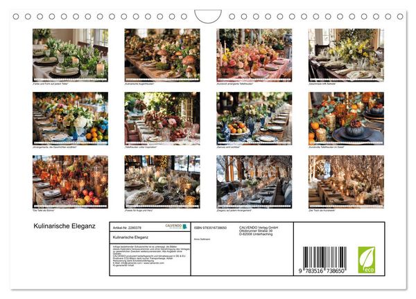 Produktbild: Kulinarische Eleganz (Wandkalender 2026 DIN A4 quer), CALVENDO Monatskalender