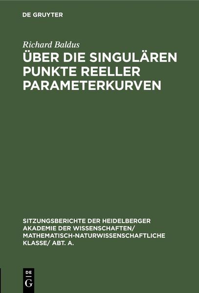 Produktbild: &Uuml;ber die singul&auml;ren Punkte reeller Parameterkurven