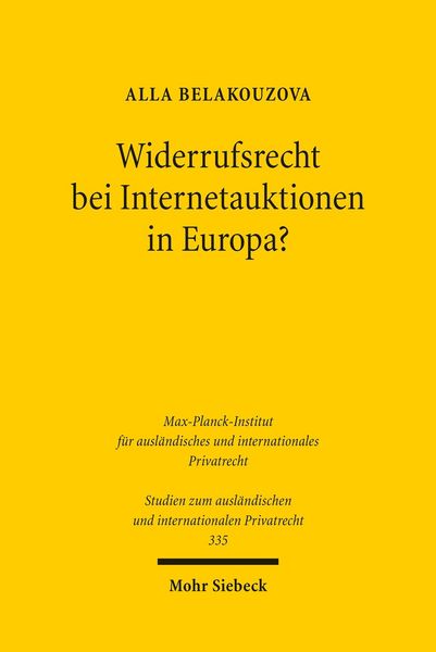 Produktbild: Widerrufsrecht bei Internetauktionen in Europa?