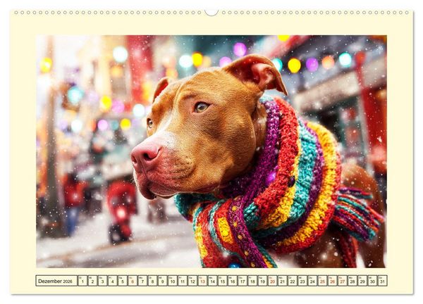 Produktbild: Pit Bull Terrier. Zwischen Wildblumen und Gro&szlig;stadtglanz (hochwertiger Premium Wandkalender 2026 DIN A2 quer), Kunstdruck in Hochglanz