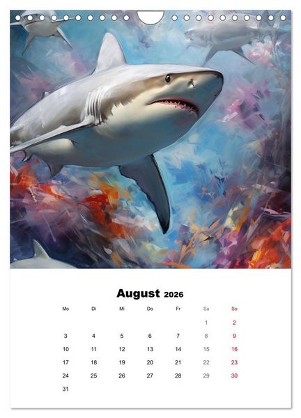 Produktbild: Tanz der Haie. Aquarelle von den K&ouml;nigen der Meere (Wandkalender 2026 DIN A4 hoch), CALVENDO Monatskalender