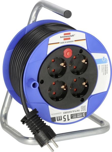 Brennenstuhl 1079180004 Kabeltrommel 15m Schwarz Schutzkontakt-Stecker