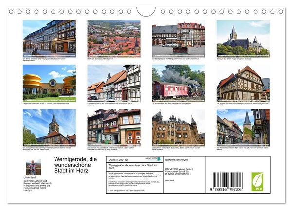 Produktbild: Wernigerode, die wundersch&ouml;ne Stadt im Harz (Wandkalender 2027 DIN A4 quer), CALVENDO Monatskalender