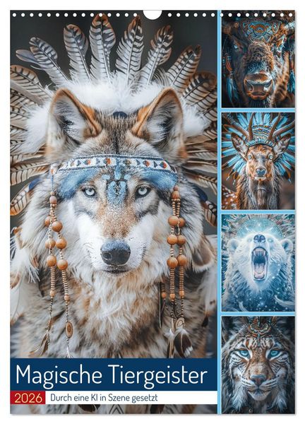 Produktbild: Magische Tiergeister (Wandkalender 2026 DIN A3 hoch), CALVENDO Monatskalender