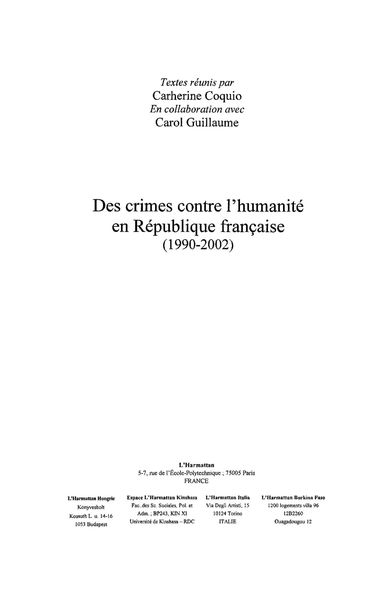Produktbild: Des crimes contre l'humanite en republiq