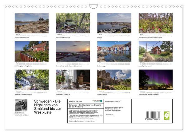 Produktbild: Schweden - Die Highlights von Sm&aring;land bis zur Westk&uuml;ste (Wandkalender 2026 DIN A3 quer), CALVENDO Monatskalender
