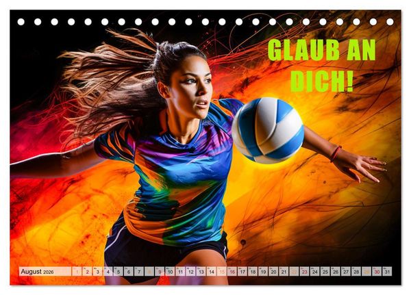 Produktbild: Volleyball und Motivation (Tischkalender 2026 DIN A5 quer), CALVENDO Monatskalender