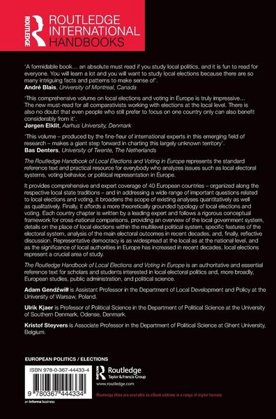 Produktbild: The Routledge Handbook of Local Elections and Voting in Europe