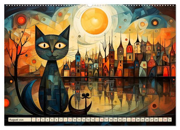 Produktbild: Katzen - die Nacht erwacht (hochwertiger Premium Wandkalender 2026 DIN A2 quer), Kunstdruck in Hochglanz