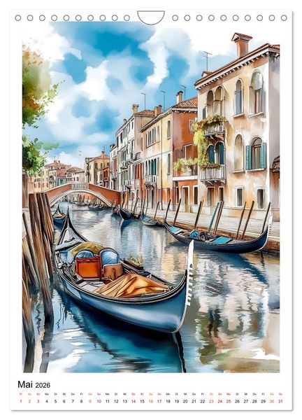 Produktbild: Venedig - Br&uuml;cken, Kan&auml;le, Gondeln (Wandkalender 2026 DIN A4 hoch), CALVENDO Monatskalender