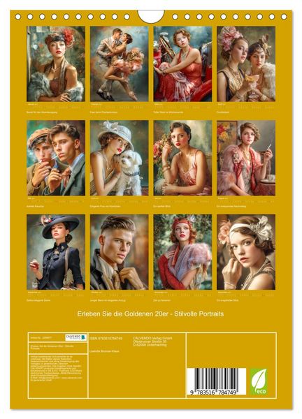 Produktbild: Erleben Sie die Goldenen 20er - Stilvolle Portraits (Wandkalender 2027 DIN A4 hoch), CALVENDO Monatskalender