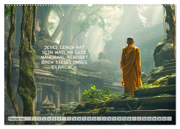 Produktbild: Buddhistische Spr&uuml;che (hochwertiger Premium Wandkalender 2026 DIN A2 quer), Kunstdruck in Hochglanz