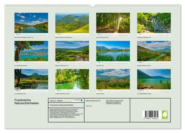 Produktbild: Frankreichs Natursch&ouml;nheiten (hochwertiger Premium Wandkalender 2026 DIN A2 quer), Kunstdruck in Hochglanz