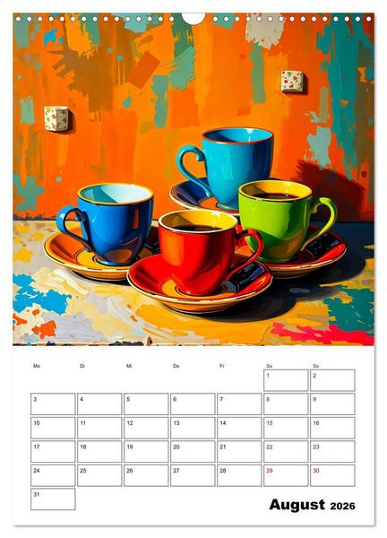 Produktbild: Kaffee trifft Kunst - Aromatische Pinselstriche (Wandkalender 2026 DIN A3 hoch), CALVENDO Monatskalender