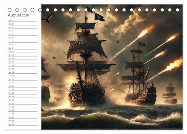 Produktbild: KI Piraten - Abenteuer der Seer&auml;uber auf hoher See (Tischkalender 2026 DIN A5 quer), CALVENDO Monatskalender