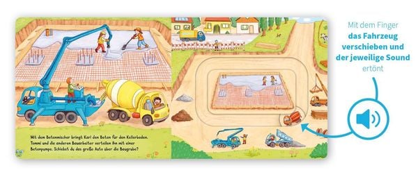Produktbild: Meine Schiebebahn-Pappe (Soundbuch): Fahr mit auf der Baustelle