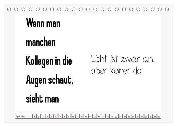 Produktbild: Typo-Kalender f&uuml;r das B&uuml;ro. Sarkasmus und fiese Spr&uuml;che (Tischkalender 2026 DIN A5 quer), CALVENDO Monatskalender