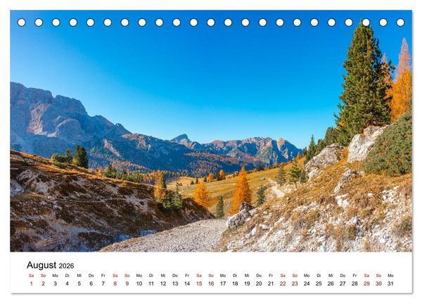 Produktbild: Dolomiten, Drei Zinnen Naturpark: Alpenlandschaften (Tischkalender 2026 DIN A5 quer), CALVENDO Monatskalender