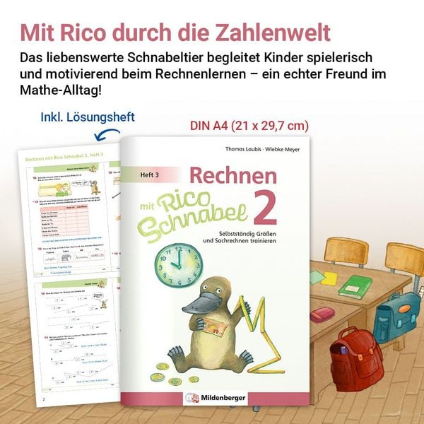 Produktbild: Rechnen mit Rico Schnabel Klasse 2, Heft 3 &ndash; Selbstst&auml;ndig Gr&ouml;&szlig;en und Sachrechnen trainieren