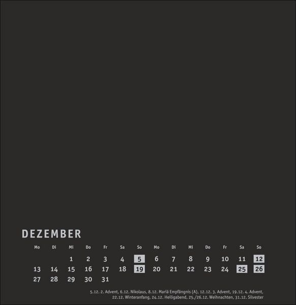 Produktbild: Premium-Bastelkalender schwarz gro&szlig; 2027