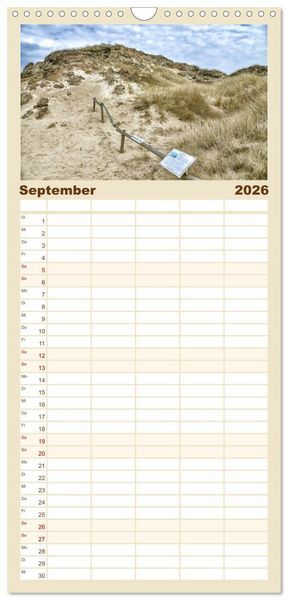 Produktbild: Familienplaner 2026 - Sylt mit 5 Spalten (Wandkalender, 21 x 45 cm) CALVENDO