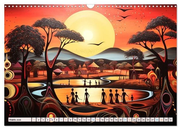 Produktbild: Sc&egrave;nes de vie africaine (Calendrier mural 2026 DIN A3 vertical), CALVENDO calendrier mensuel