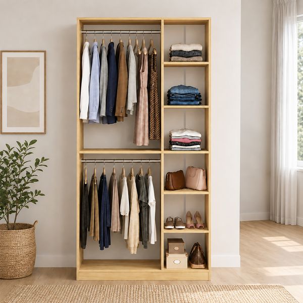 Produktbild: Holz Kleiderst&auml;nder mit Regal & Stange Palosa XL