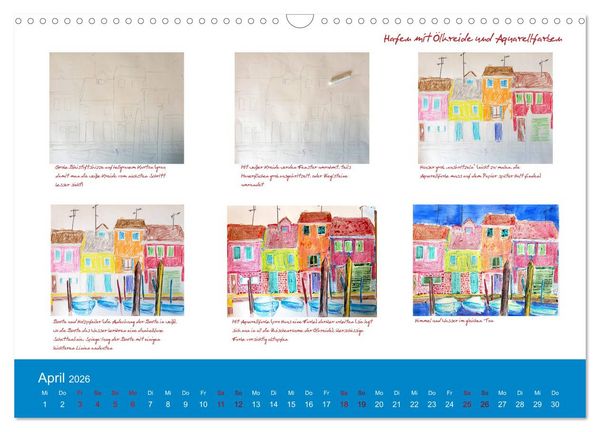 Produktbild: Mal einfach mit ! 12 ausf&uuml;hrliche Schritt f&uuml;r Schritt Anleitungen (Wandkalender 2026 DIN A3 quer), CALVENDO Monatskalender