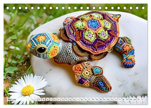 Produktbild: Granny Square Kunst - Ein Jahr voller kreativer H&auml;kelideen (Tischkalender 2026 DIN A5 quer), CALVENDO Monatskalender