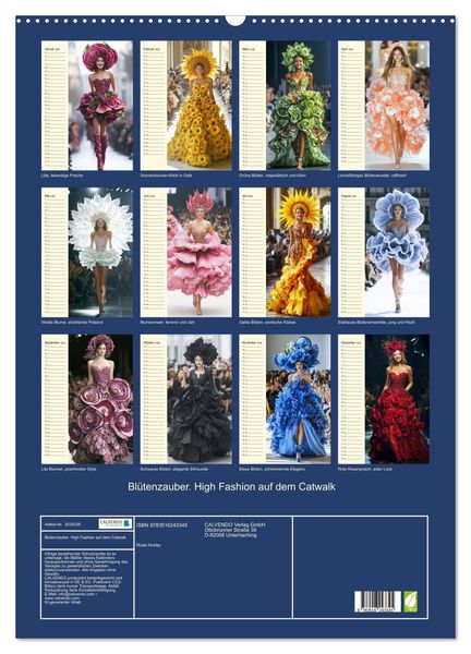 Produktbild: Bl&uuml;tenzauber. High Fashion auf dem Catwalk (Wandkalender 2026 DIN A2 hoch), CALVENDO Monatskalender