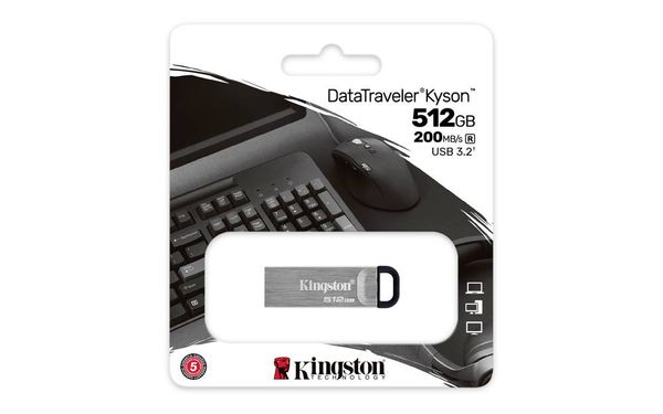 Produktbild: Kingston DataTraveler Kyson USB-Stick Retail 512GB Silber DTKN/512GB USB-A (USB 3.2 Gen 1)