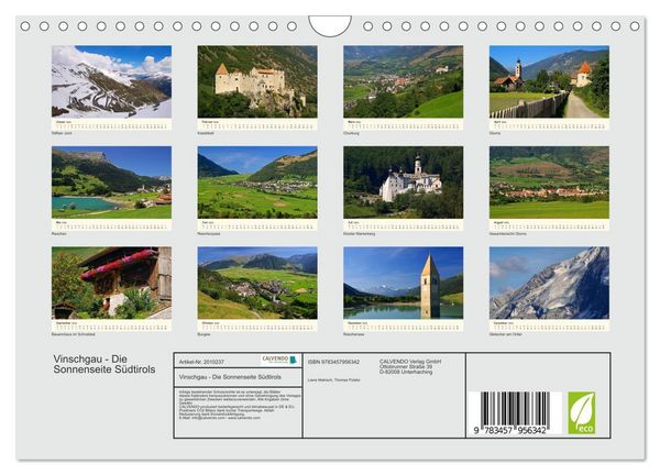Produktbild: Vinschgau - Die Sonnenseite S&uuml;dtirols (Wandkalender 2026 DIN A4 quer), CALVENDO Monatskalender