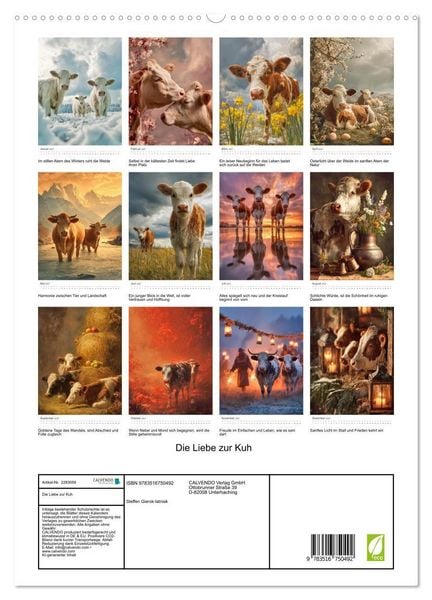 Produktbild: Die Liebe zur Kuh (hochwertiger Premium Wandkalender 2027 DIN A2 hoch), Kunstdruck in Hochglanz