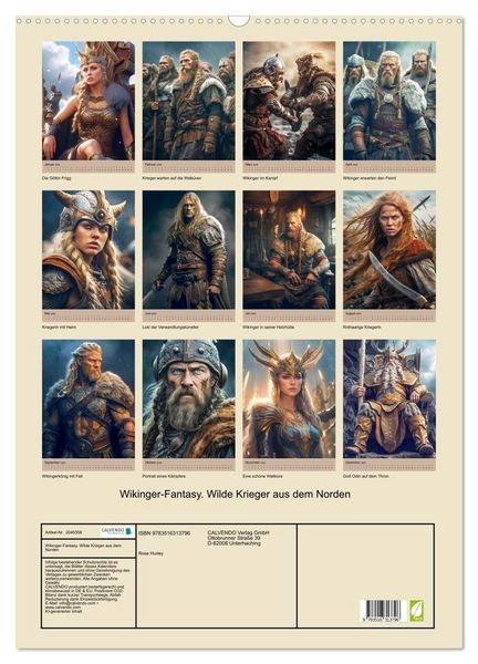 Produktbild: Wikinger-Fantasy. Wilde Krieger aus dem Norden (Wandkalender 2026 DIN A2 hoch), CALVENDO Monatskalender