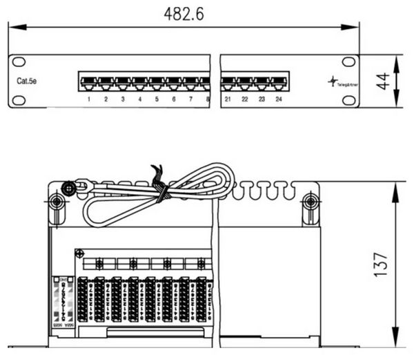 Produktbild: Teleg&auml;rtner 100007023 Patch-Panel 483mm (19\") Grau