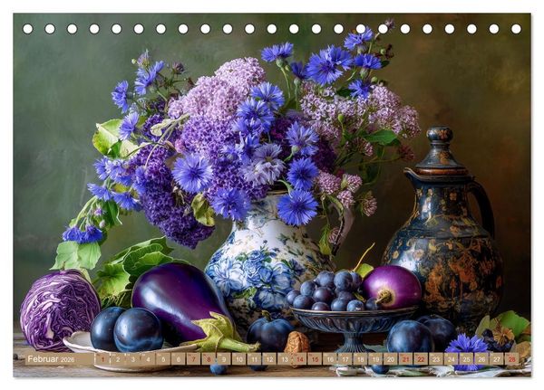 Produktbild: Bloom und Bite. KI mixt Blumen, Obst und Gem&uuml;se (Tischkalender 2026 DIN A5 quer), CALVENDO Monatskalender