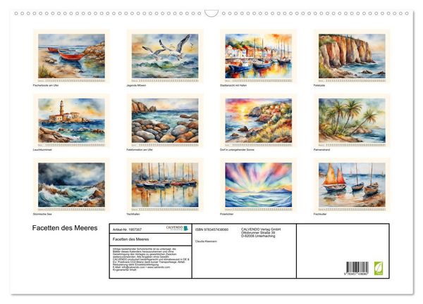 Produktbild: Facetten des Meeres (Wandkalender 2026 DIN A2 quer), CALVENDO Monatskalender