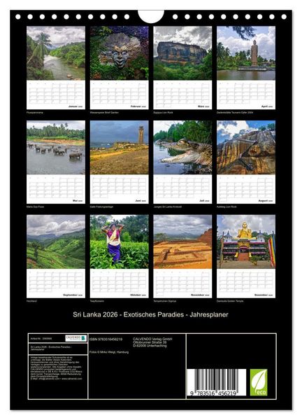 Produktbild: Sri Lanka 2026 - Exotisches Paradies - Jahresplaner (Wandkalender 2026 DIN A4 hoch), CALVENDO Monatskalender