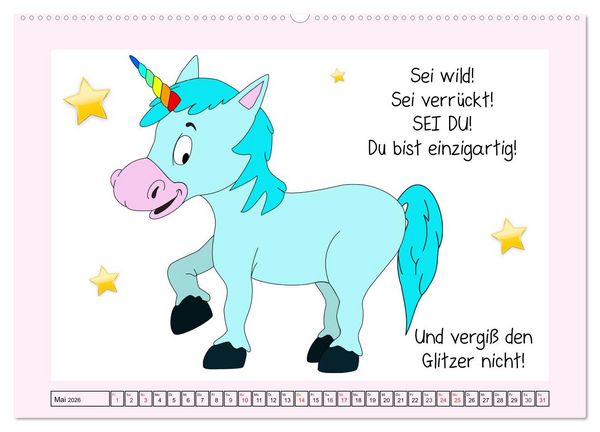 Produktbild: Unicorns. Einhorn-Spr&uuml;che und Weisheiten! (hochwertiger Premium Wandkalender 2026 DIN A2 quer), Kunstdruck in Hochglanz