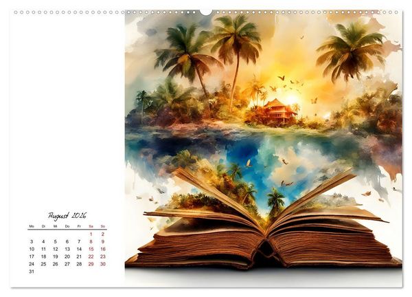 Produktbild: Fantastische surreale B&uuml;cherwelten (hochwertiger Premium Wandkalender 2026 DIN A2 quer), Kunstdruck in Hochglanz