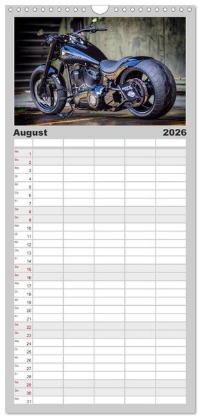 Produktbild: Familienplaner 2026 - Exklusive Best of Fat Ass Custombike Edition, feinste Harleys mit fettem Hintern mit 5 Spalten (Wandkalender, 21 x 45 cm) CALVENDO