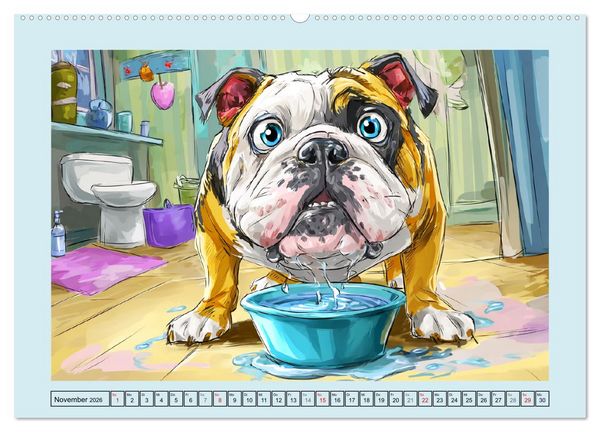 Produktbild: Bulldoggen. Lustige Cartoons von beliebten Charakterk&ouml;pfen (Wandkalender 2026 DIN A2 quer), CALVENDO Monatskalender