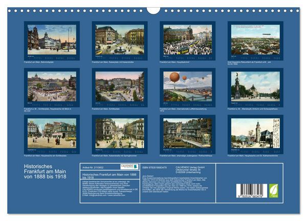Produktbild: Historisches Frankfurt am Main von 1888 bis 1918 (Wandkalender 2026 DIN A3 quer), CALVENDO Monatskalender