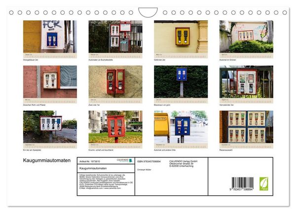 Produktbild: Kaugummiautomaten (Wandkalender 2026 DIN A4 quer), CALVENDO Monatskalender