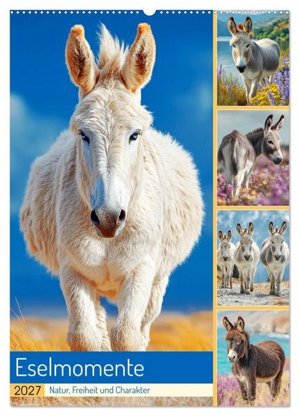 Produktbild: Eselmomente. Natur, Freiheit und Charakter (Wandkalender 2027 DIN A2 hoch), CALVENDO Monatskalender