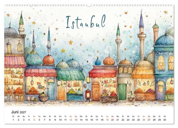 Produktbild: St&auml;dte - Weltreise in Bunt (hochwertiger Premium Wandkalender 2027 DIN A2 quer), Kunstdruck in Hochglanz